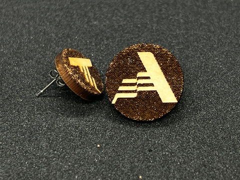 Raw Wooden "A" Earrings or Pins