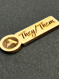 Magnetic Wooden Pronoun Badges