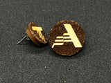 Raw Wooden "A" Earrings or Pins